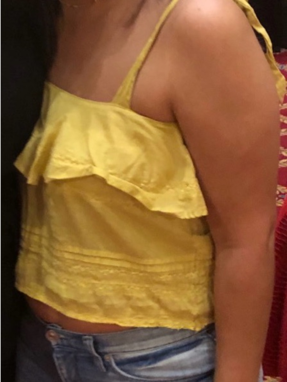 Urban Outfitters Yellow Ruffle Tie-Shoulder Tank Top Size M - Picture 4 of 4